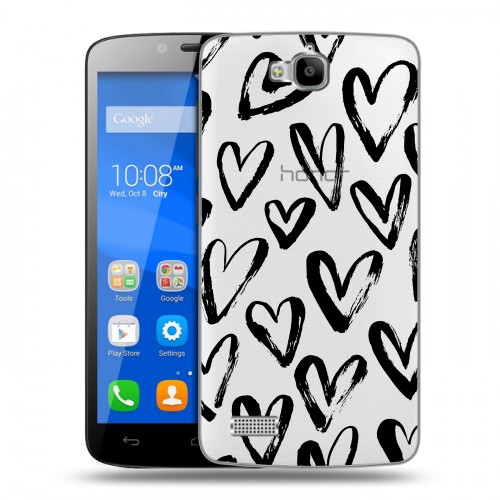 Полупрозрачный дизайнерский пластиковый чехол для Huawei Honor 3C Lite Стильные сердца