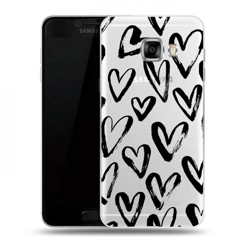 Полупрозрачный дизайнерский пластиковый чехол для Samsung Galaxy C5 Стильные сердца