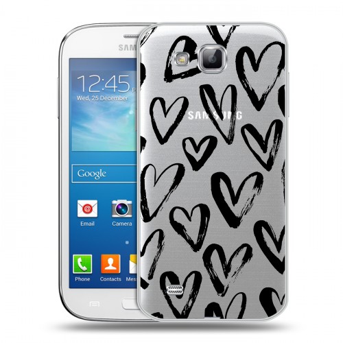 Полупрозрачный дизайнерский пластиковый чехол для Samsung Galaxy Premier Стильные сердца