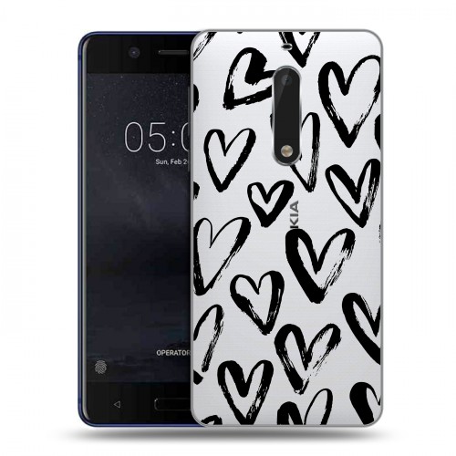 Полупрозрачный дизайнерский пластиковый чехол для Nokia 5 Стильные сердца
