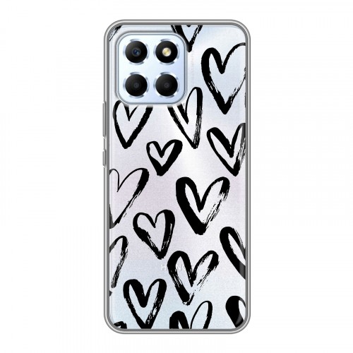 Полупрозрачный дизайнерский пластиковый чехол для Huawei Honor X6 Стильные сердца