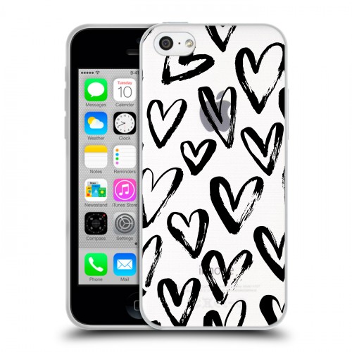 Полупрозрачный дизайнерский пластиковый чехол для Iphone 5c Стильные сердца