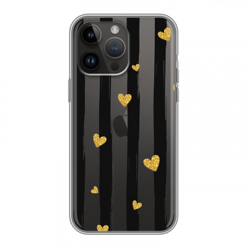 Полупрозрачный дизайнерский пластиковый чехол для Iphone 14 Pro Max Стильные сердца