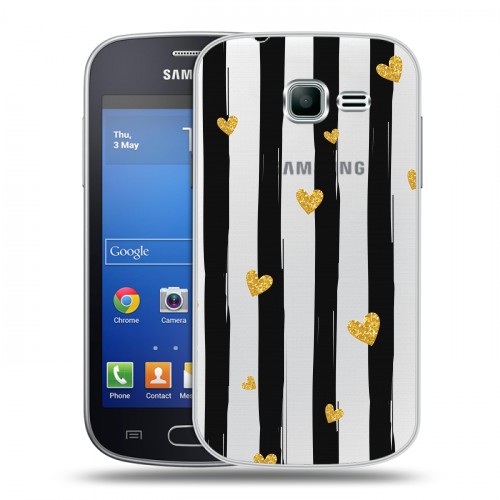 Полупрозрачный дизайнерский пластиковый чехол для Samsung Galaxy Trend Lite Стильные сердца