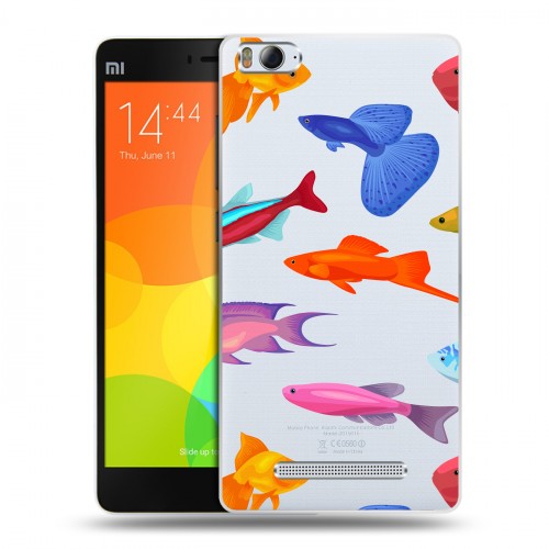 Полупрозрачный дизайнерский пластиковый чехол для Xiaomi Mi4i Прозрачные рыбы