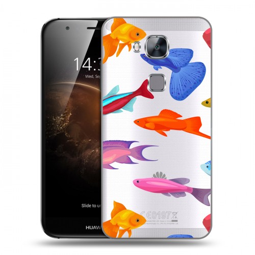 Полупрозрачный дизайнерский пластиковый чехол для Huawei G8 Прозрачные рыбы