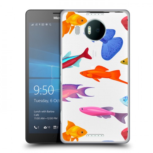 Полупрозрачный дизайнерский пластиковый чехол для Microsoft Lumia 950 XL Прозрачные рыбы
