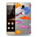 Полупрозрачный дизайнерский пластиковый чехол для Huawei Honor 5C Прозрачные рыбы