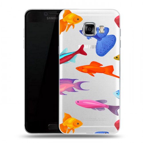 Полупрозрачный дизайнерский пластиковый чехол для Samsung Galaxy C5 Прозрачные рыбы