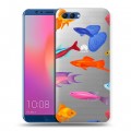 Полупрозрачный дизайнерский пластиковый чехол для Huawei Honor View 10 Прозрачные рыбы