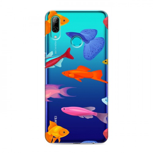 Полупрозрачный дизайнерский пластиковый чехол для Huawei P Smart (2019) Прозрачные рыбы