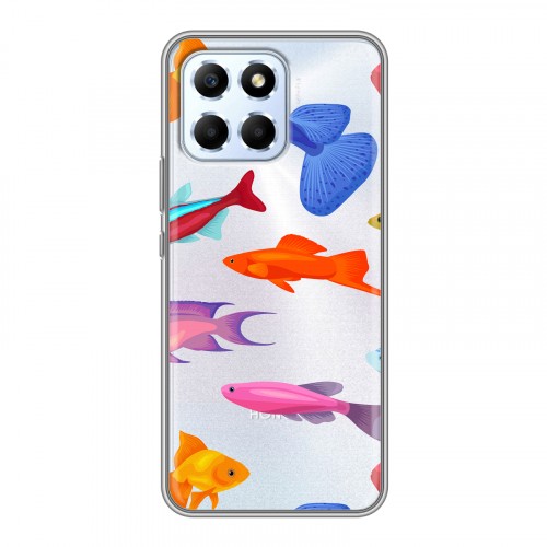 Полупрозрачный дизайнерский силиконовый чехол для Huawei Honor X6 Прозрачные рыбы