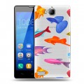 Полупрозрачный дизайнерский пластиковый чехол для Huawei Honor 3c Прозрачные рыбы