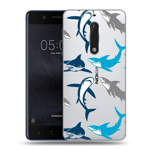 Полупрозрачный дизайнерский пластиковый чехол для Nokia 5 Прозрачные рыбы