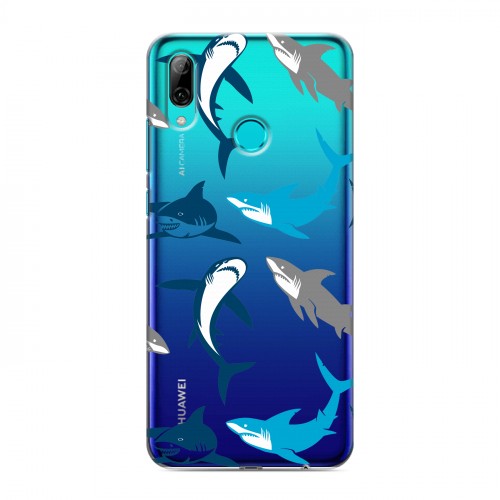 Полупрозрачный дизайнерский пластиковый чехол для Huawei P Smart (2019) Прозрачные рыбы