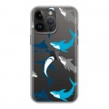 Полупрозрачный дизайнерский силиконовый с усиленными углами чехол для Iphone 14 Pro Max Прозрачные рыбы