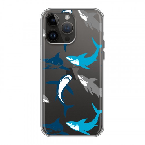 Полупрозрачный дизайнерский силиконовый с усиленными углами чехол для Iphone 14 Pro Max Прозрачные рыбы