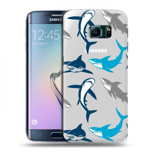 Полупрозрачный дизайнерский пластиковый чехол для Samsung Galaxy S6 Edge Прозрачные рыбы