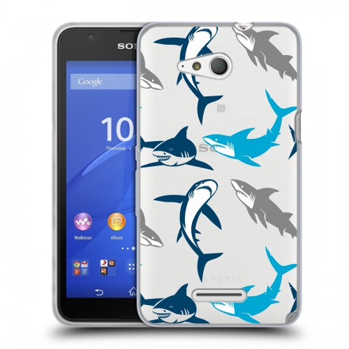Полупрозрачный дизайнерский пластиковый чехол для Sony Xperia E4g Прозрачные рыбы