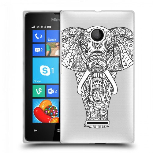 Полупрозрачный дизайнерский пластиковый чехол для Microsoft Lumia 435 Животный арт