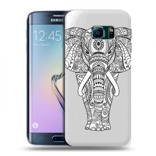Полупрозрачный дизайнерский пластиковый чехол для Samsung Galaxy S6 Edge Животный арт