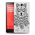 Полупрозрачный дизайнерский пластиковый чехол для Xiaomi RedMi Note Животный арт