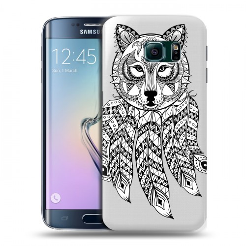 Полупрозрачный дизайнерский пластиковый чехол для Samsung Galaxy S6 Edge Животный арт