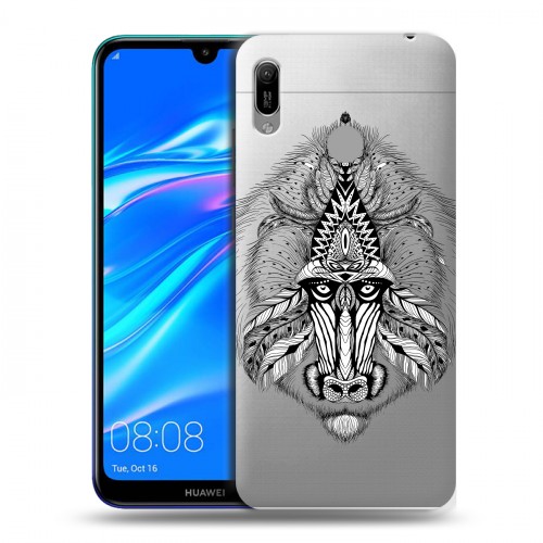 Полупрозрачный дизайнерский пластиковый чехол для Huawei Y6 (2019) Животный арт