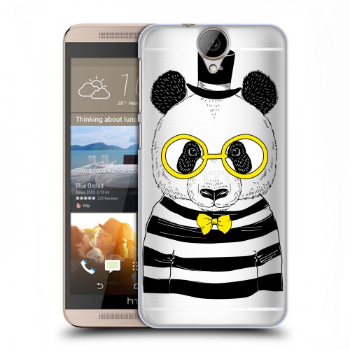 Полупрозрачный дизайнерский пластиковый чехол для HTC One E9+ Прозрачные панды