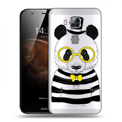 Полупрозрачный дизайнерский пластиковый чехол для Huawei G8 Прозрачные панды