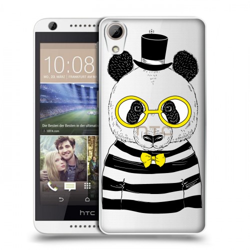 Полупрозрачный дизайнерский пластиковый чехол для HTC Desire 626 Прозрачные панды