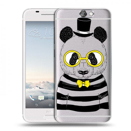 Полупрозрачный дизайнерский силиконовый чехол для HTC One A9 Прозрачные панды