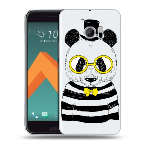 Полупрозрачный дизайнерский пластиковый чехол для HTC 10 Прозрачные панды