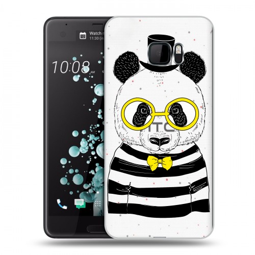 Полупрозрачный дизайнерский пластиковый чехол для HTC U Ultra Прозрачные панды