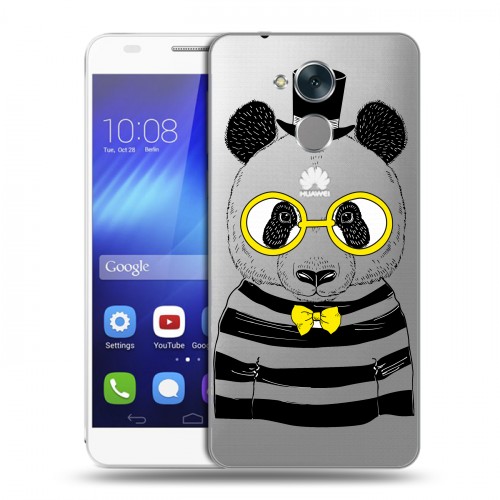 Полупрозрачный дизайнерский пластиковый чехол для Huawei Honor 6C Прозрачные панды
