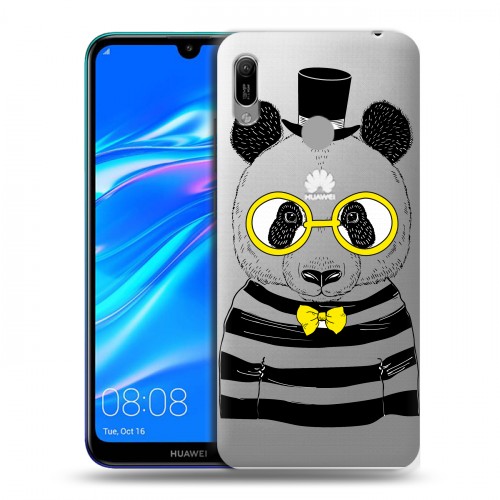Полупрозрачный дизайнерский пластиковый чехол для Huawei Y6 (2019) Прозрачные панды