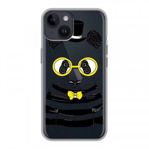 Полупрозрачный дизайнерский пластиковый чехол для Iphone 14 Прозрачные панды