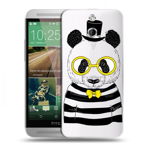 Полупрозрачный дизайнерский пластиковый чехол для HTC One E8 Прозрачные панды