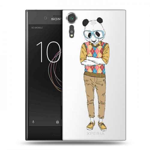 Полупрозрачный дизайнерский пластиковый чехол для Sony Xperia XZs Панды