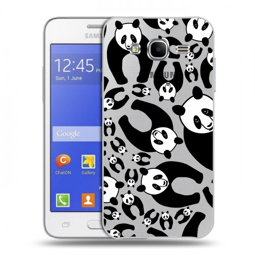 Полупрозрачный дизайнерский пластиковый чехол для Samsung Galaxy J7 Панды