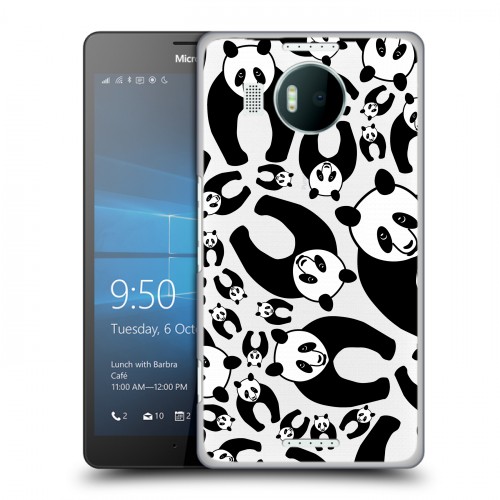 Полупрозрачный дизайнерский пластиковый чехол для Microsoft Lumia 950 XL Панды