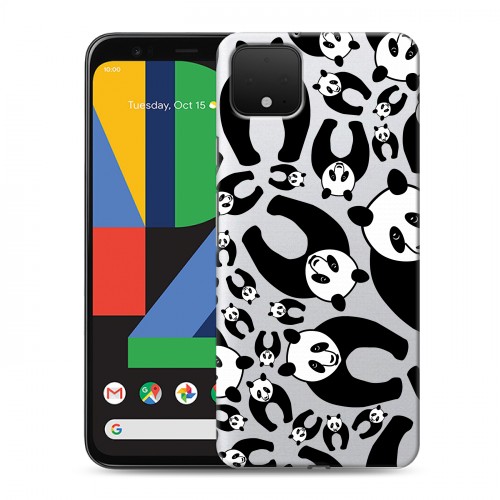 Полупрозрачный дизайнерский пластиковый чехол для Google Pixel 4 XL Панды