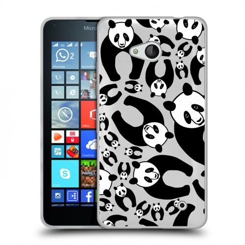 Полупрозрачный дизайнерский пластиковый чехол для Microsoft Lumia 640 Панды