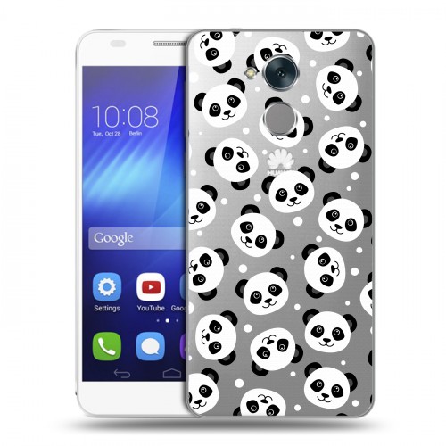 Полупрозрачный дизайнерский пластиковый чехол для Huawei Honor 6C Панды