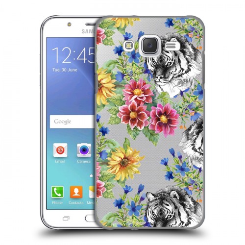 Полупрозрачный дизайнерский пластиковый чехол для Samsung Galaxy J5 Летние принты Тигр