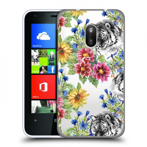 Полупрозрачный дизайнерский пластиковый чехол для Nokia Lumia 620 Летние принты Тигр