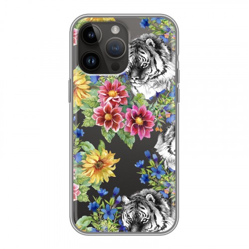 Полупрозрачный дизайнерский силиконовый чехол для Iphone 14 Pro Max Летние принты Тигр