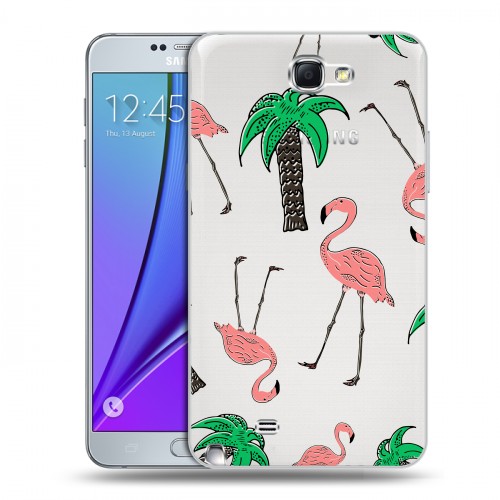 Полупрозрачный дизайнерский пластиковый чехол для Samsung Galaxy Note 2 Летние принты