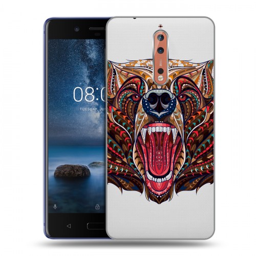 Полупрозрачный дизайнерский пластиковый чехол для Nokia 8 Животный арт 4