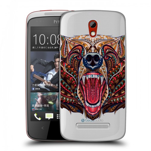 Полупрозрачный дизайнерский пластиковый чехол для HTC Desire 500 Животный арт 4